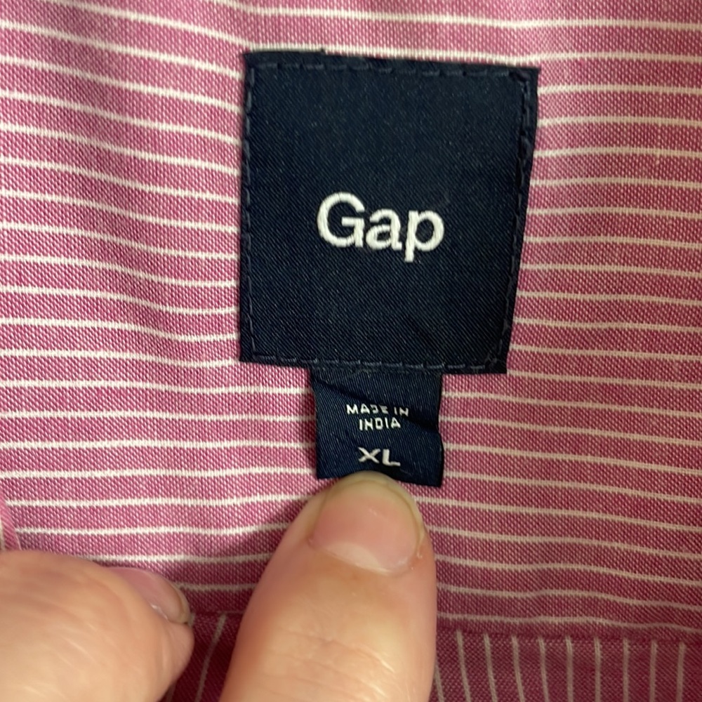 Gap mens pink striped button down size XL - Picture 2 of 5